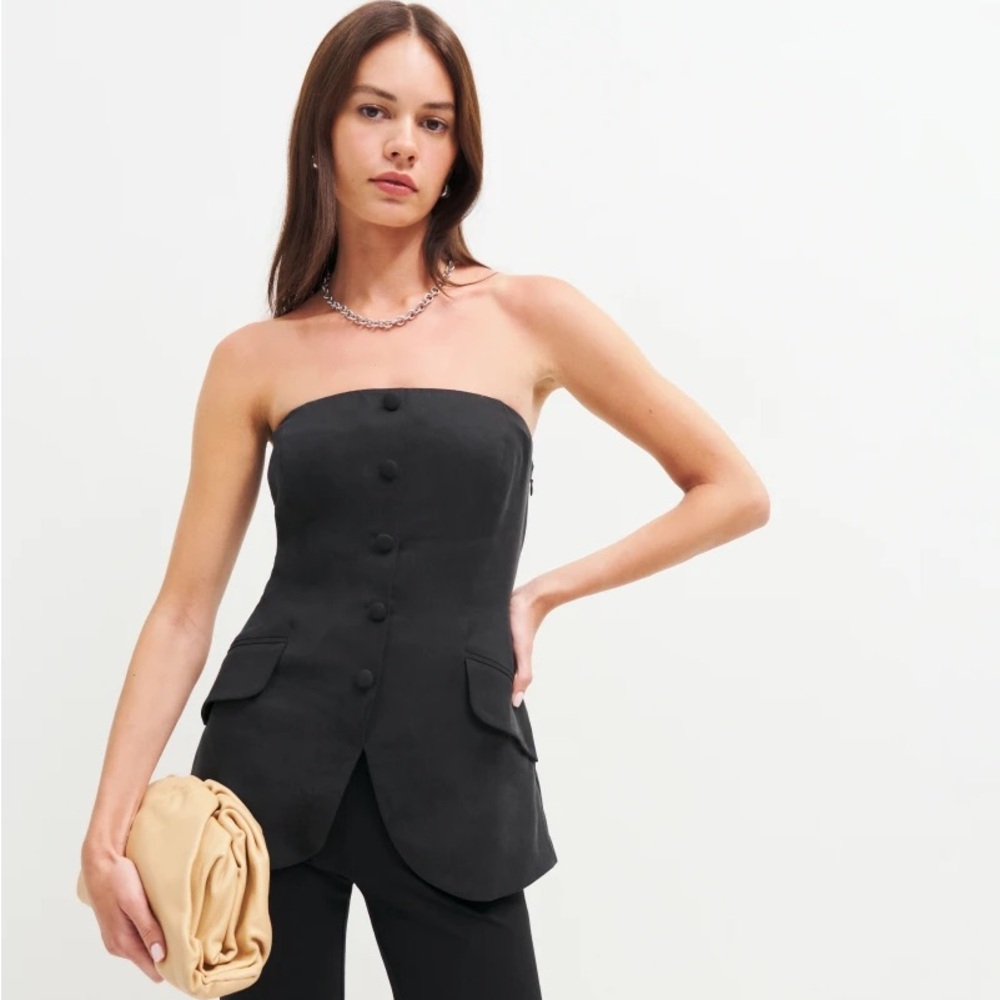 Reformation Black Strapless Tonya Top